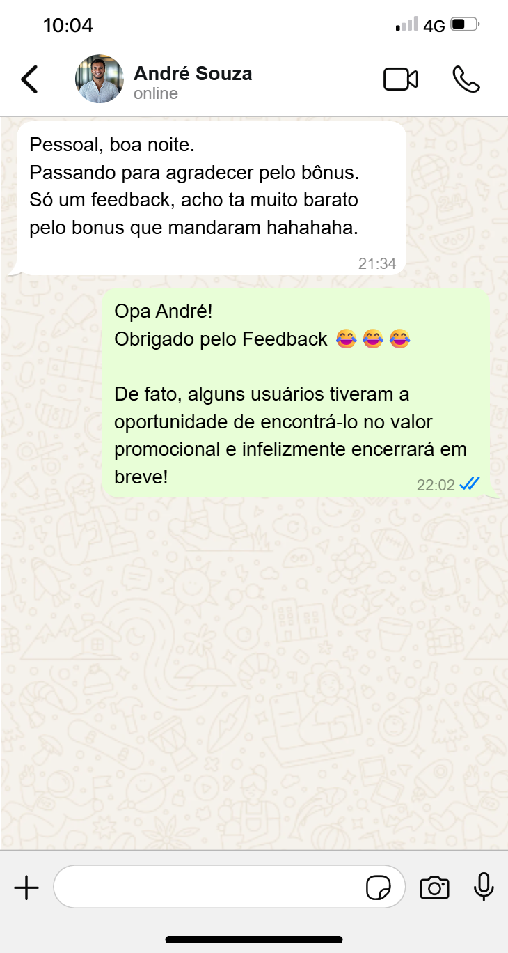 Depoimento de cliente satisfeito