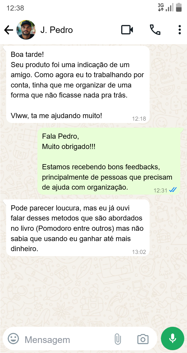 Depoimento de cliente satisfeito