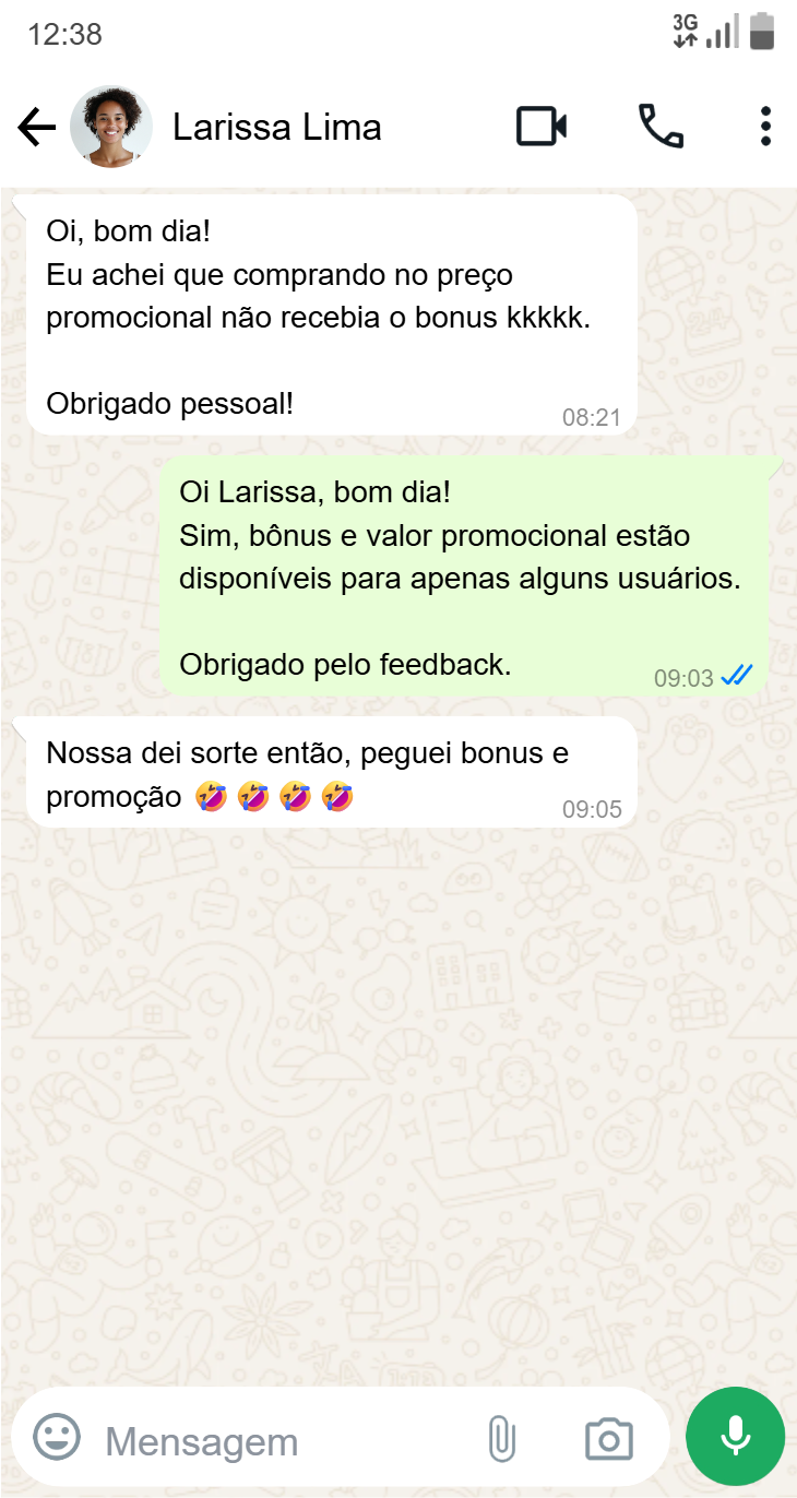 Depoimento de cliente satisfeito