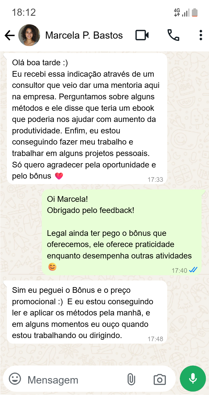Depoimento de cliente satisfeito